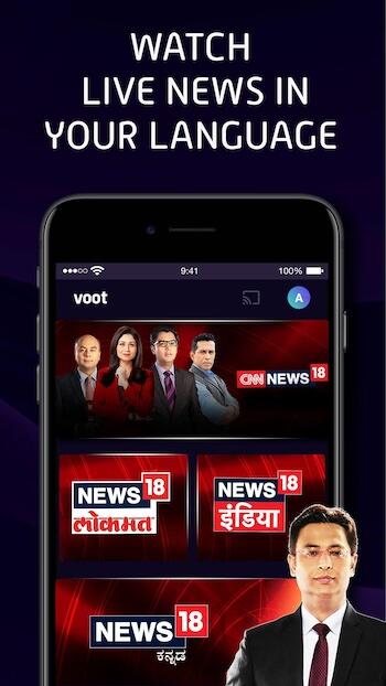 Now news channels available on voot apk